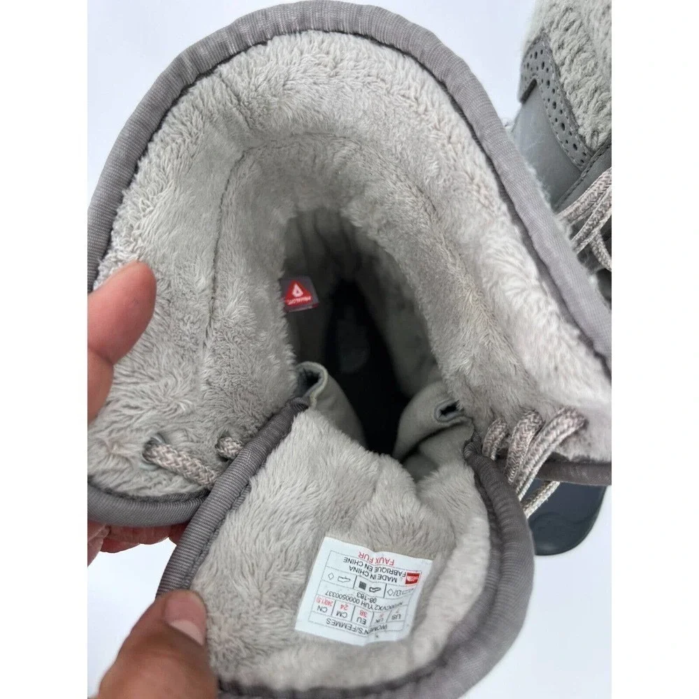 The North Face Shellista II Gray Leather Lace Up Shearling Boots Womens Size 7